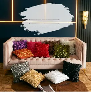 Detailed view of luxury 3D leaf texture satin pillow covers in multiple vibrant colors