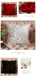 Detail of 3D leaf petal texture on luxury satin decorative cushion covers for sofa