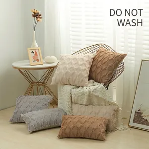 Nordic Geometric Diamond Pattern Plush Pillowcase Modern Minimalist Solid Color Decorative Cushion Cover For Sofa Home