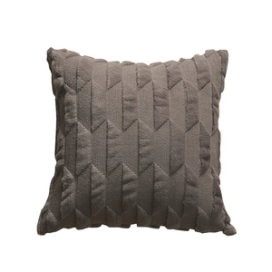 Federa per cuscino nordica grigio-marrone scuro con peluche geometrico e pelliccia sintetica