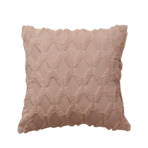 Pink Nordic geometric diamond pattern plush cushion cover for minimalist home decor