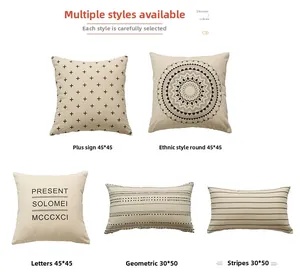 Detailed close-up of various geometric patterns and sizes for cotton pillow covers
