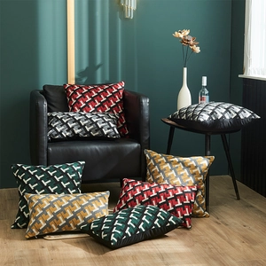 Geometric T-Shape Pattern Decorative Cushion Cover Cotton Canvas Sofa Pillowcase Modern Jacquard Throw Pillow Case Home Decor