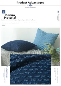 Close-up of Nordic denim pillowcase showing the frosted texture and blue fabric details