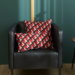 Modern red and black geometric H-pattern jacquard decorative pillow covers set of 2
