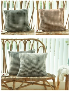 Detail of chevron woven texture on thick plush pillow covers for home decor