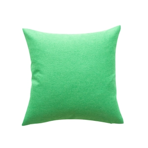 Housse de coussin carrée vert vif avec motif de feuilles et texture à pois sur blanc
