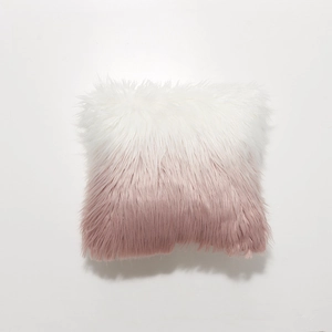 Nordic square long plush pillowcase with aesthetic white to pink ombre gradient effect