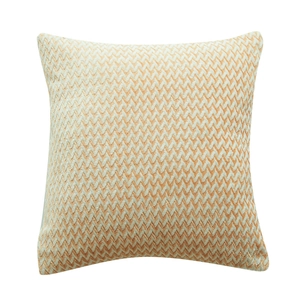 Minimalist herringbone plush throw pillow cover in orange and cream weave pattern