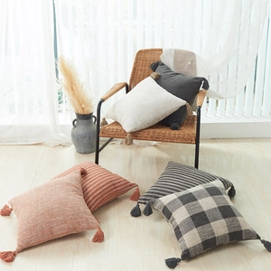 Bohemian Cotton Linen Cushion Cover With Tassels Plaid Striped Geometric Sofa Pillowcase Decorative Throw Pillow Case For Home Living Room Decor