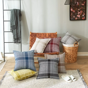 Nordic minimalist plaid linen pillow covers in various colors for home decor