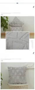 Detail of plush gray pillow cover with 3D geometric triangle pattern and soft texture