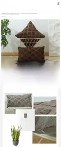 Close-up of geometric jacquard plush pillowcase showing intricate square texture and stitching