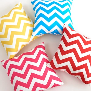 Set of four outdoor waterproof square cushion covers with vibrant colorful wave patterns