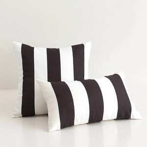 Classic black and white striped waterproof cushion covers in square and lumbar sizes