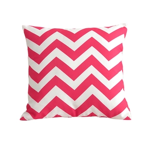 Waterproof outdoor pillow cover with red and white geometric wave pattern design