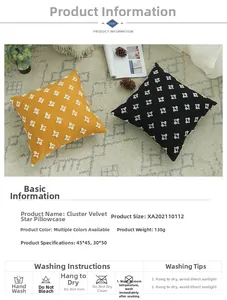 Detail of tufted star pattern on ginger and black cushion covers in 45x45 and 30x50 sizes