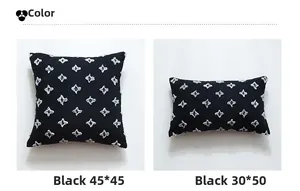 Detail of black tufted star pillow cover in 45x45cm and 30x50cm sizes for home sofa decor
