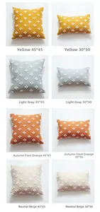Tufted star pillow covers in four colors and two sizes: 45x45cm and 30x50cm dimensions