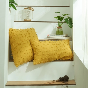 Federe per cuscini in cotone giallo con nappe 3D per divano e soggiorno moderno