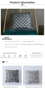 Detailed washing guide and fabric texture of the modern grey tufted cushion cover