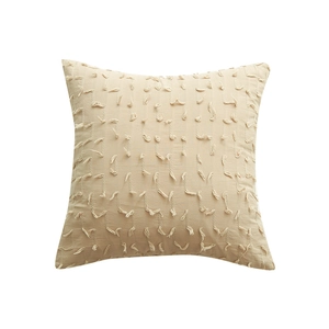 Federa per cuscino boho beige con trama trapuntata in cotone per divano soggiorno