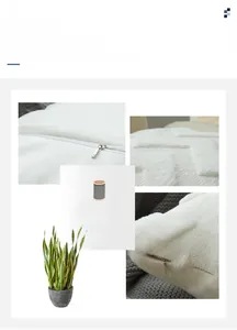 Detail of white plush pillow cover featuring a hidden zipper and dense stitching texture