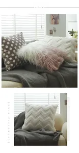 Detail of luxury plush pillowcases featuring gradient faux fur and wavy 3D textures