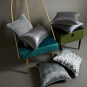 Modern Luxury High Precision Yarn Dyed Sequin Cushion Cover Geometric Embroidered Pillowcase Decorative Sofa Throw Pillow Case