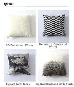 Dettagli di quattro texture: rilievo 3D, geometrico, astratto e peluche per fodere per cuscini