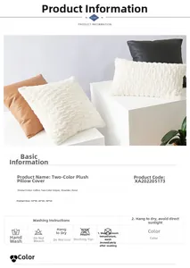 Close-up of textured two-tone plush pillow cover with corn striped pattern and soft fabric