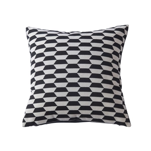 Fodera per cuscino moderna in ciniglia con motivo geometrico bianco e nero stile lusso