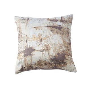 Housse de coussin moderne beige avec texture artistique abstraite dorée et marron
