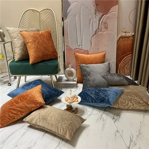 Modern Dutch velvet pillow covers with gold embossed abstract texture for home decor