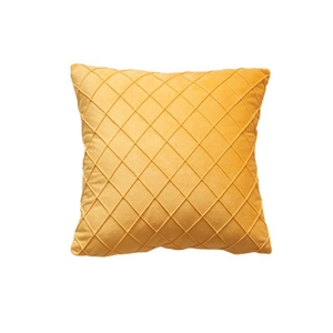 Bright yellow square dutch velvet throw pillow cover with quilted diamond pattern