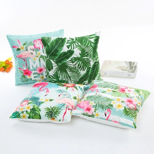 Tropical Flamingo Plant Pattern Satin Pillowcase Modern Minimalist Decorative Square Cushion Cover For Home Living Room