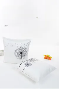 Detail of faux silk dandelion pillowcases with hidden zipper and smooth satin finish