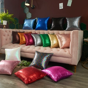 Festive reversible sequin pillow covers in vibrant colors for stylish home decor