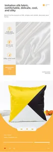 Housse de coussin en soie artificielle avec motif géométrique tricolore et texture lisse