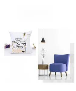 Detail of white Easter pillowcase with golden rabbit silhouette and Happy Easter text
