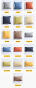 Housses de coussin en velours côtelé de couleurs variées et tailles diverses en vue en grille