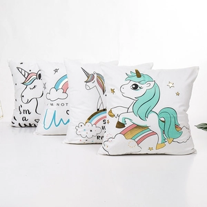 Colorful Bronzing Unicorn Pillowcase Cute Cartoon Rainbow Decorative Throw Pillow Cover For Sofa Living Room Home Decor