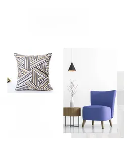 Modern geometric pillow cover with gray and gold stripe patterns for sofa decor