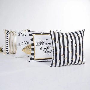Modern Minimalist Gold Stamping Striped Pillowcase Polyester Geometric Decorative Cushion Cover For Sofa Living Room Bedroom