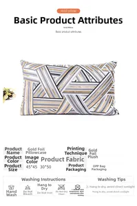 Detail of plush gold foil pillowcase showing modern geometric patterns and size options