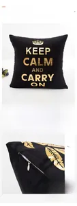 Detail view of black gold foil pillowcase with crown print and hidden zipper design