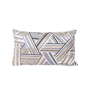 Modern rectangular pillowcase with grey white and gold geometric stripe patterns