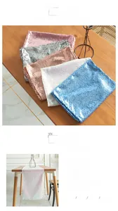 Macro detail of high-density sequin table runner in various colors and dimensions