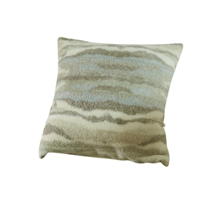 Plush faux fur square pillow cover with soft beige and grey wave texture for home decor