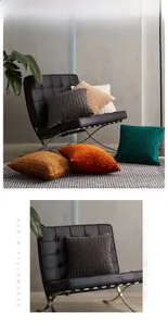 Close-up of geometric quilted velvet sofa pillowcase featuring premium 3D textured patterns